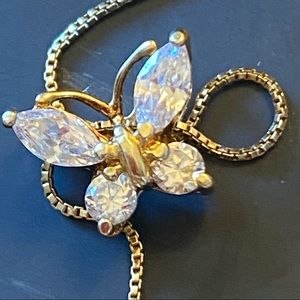 925 Vermeil Crystal Butterfly Pendant Necklace
